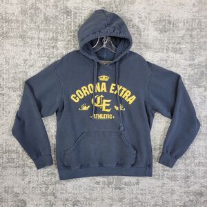 Vintage Corona Extra Cerveza Hoodie Men Medium Blue Fleece ODM Beer Sweatshirt